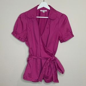 Banana Republic Pink Short Sleeve Tie Wrap Blouse